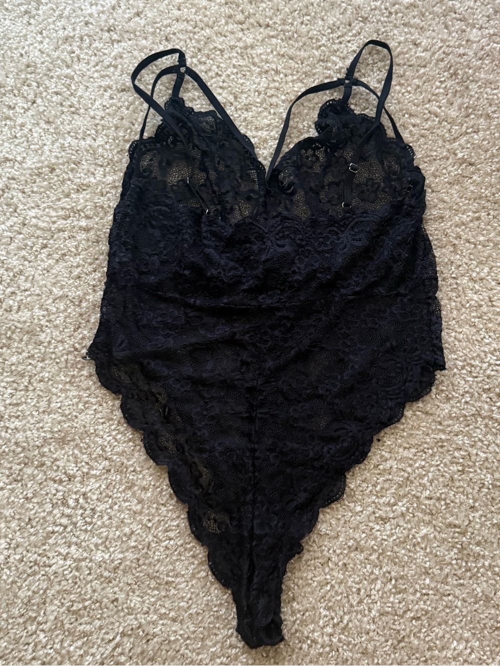 Avidlove Black Lace Strappy Bodysuit Teddy XXL Vintage Sizing Y2K goth